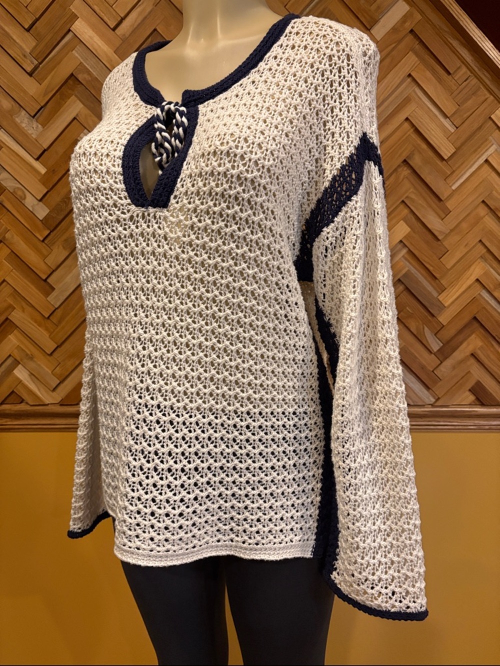 Lucky Brand Lace-Knit All Over Top - brand new - cotton blend- BOHO